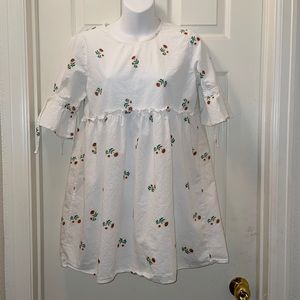 Women’s Babydoll Summer dress white with flowers